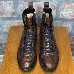 Jimmy Choo and KAIA Edition Women's Brown Snakeskin Embossed Leather Boots